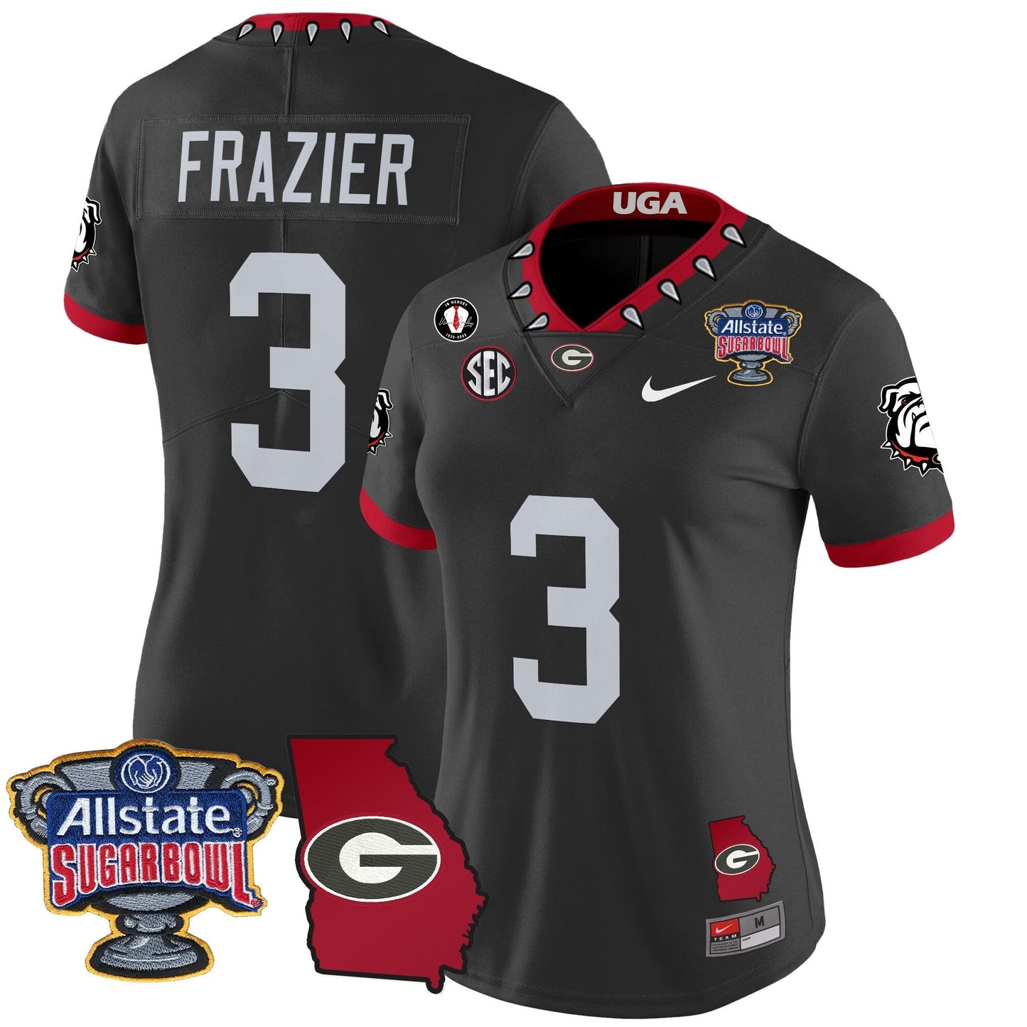 Women's UGA 2025 Sugar Bowl & Georgia Map Patch Vapor Limited Jersey - All Stitched