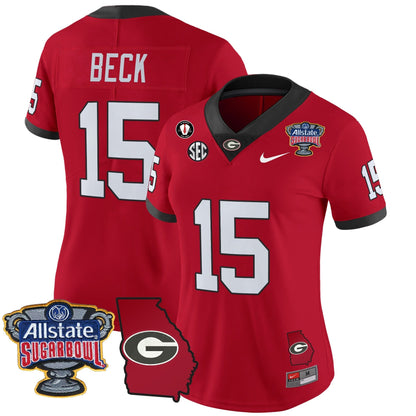 Women's UGA 2025 Sugar Bowl & Georgia Map Patch Vapor Limited Jersey - All Stitched