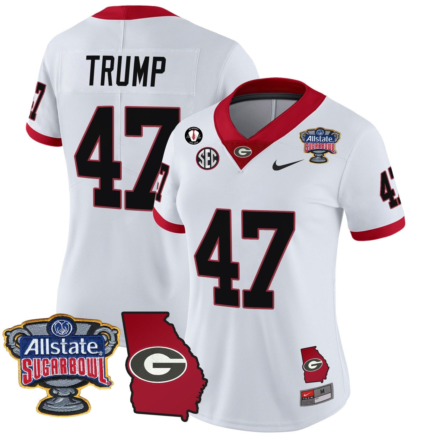 Women's UGA 2025 Sugar Bowl & Georgia Map Patch Vapor Limited Jersey - All Stitched