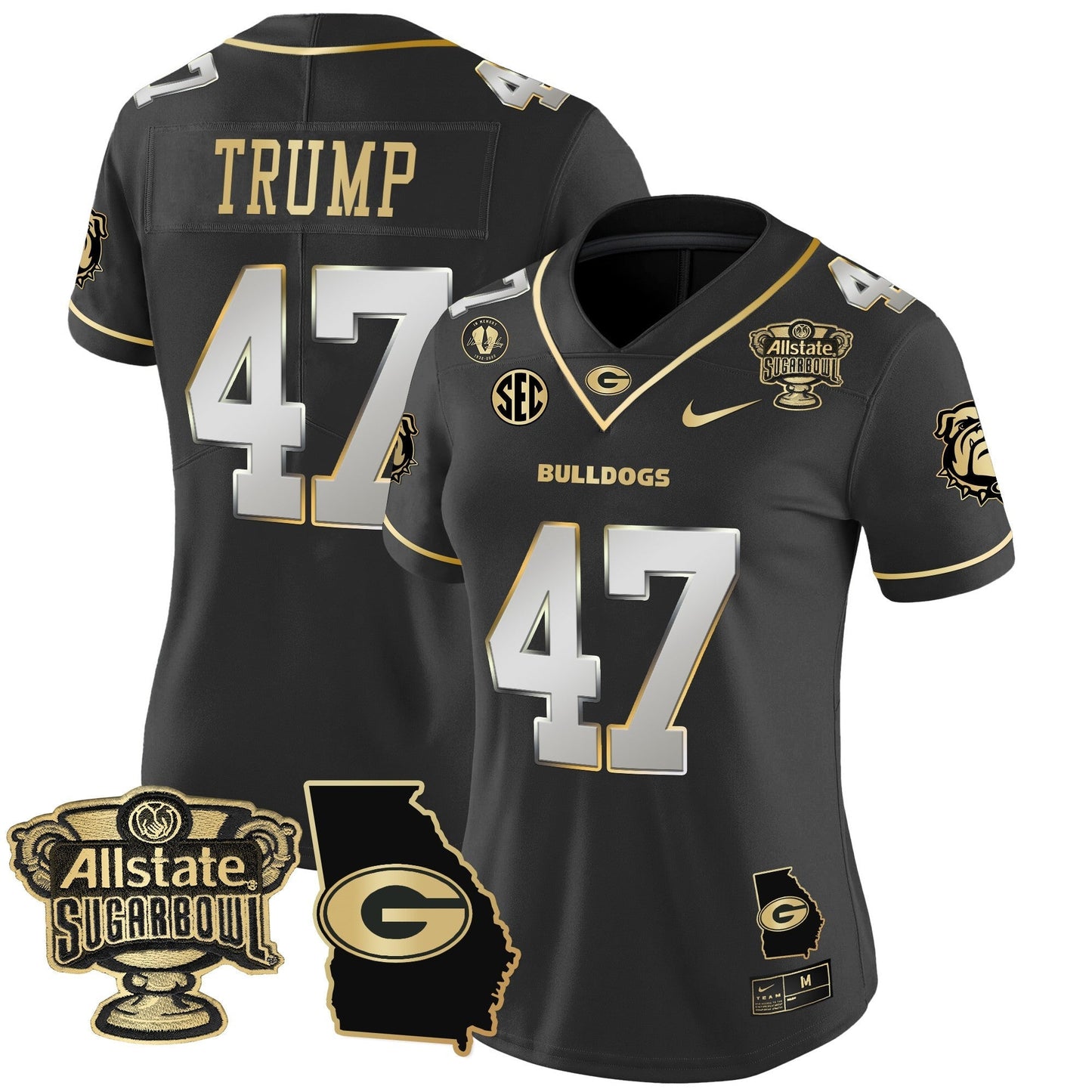 Women's UGA 2025 Sugar Bowl & Georgia Map Patch Vapor Limited Jersey - All Stitched