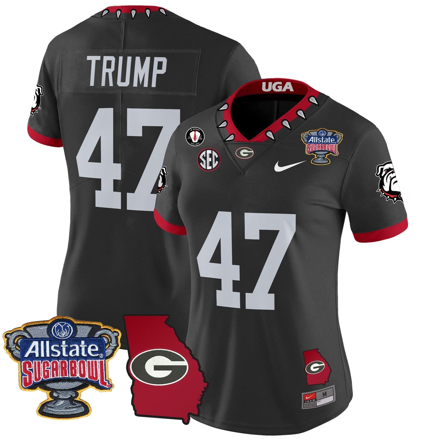 Women's UGA 2025 Sugar Bowl & Georgia Map Patch Vapor Limited Jersey - All Stitched