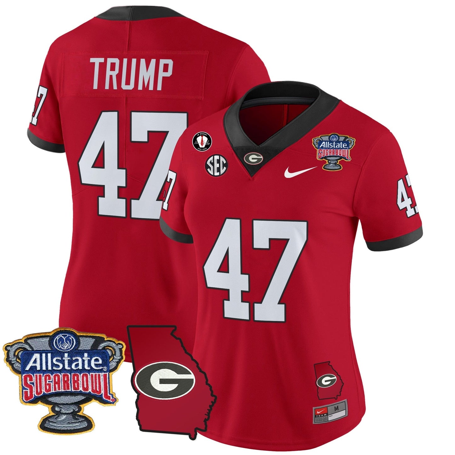 Women's UGA 2025 Sugar Bowl & Georgia Map Patch Vapor Limited Jersey - All Stitched