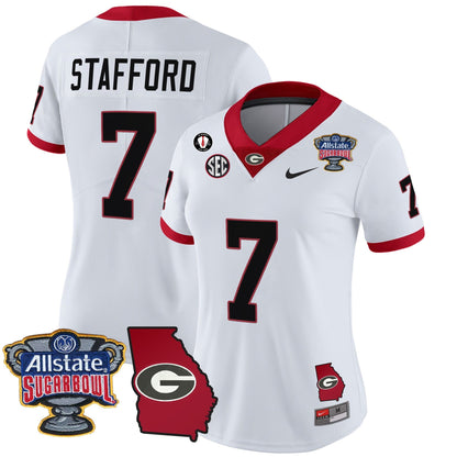 Women's UGA 2025 Sugar Bowl & Georgia Map Patch Vapor Limited Jersey - All Stitched