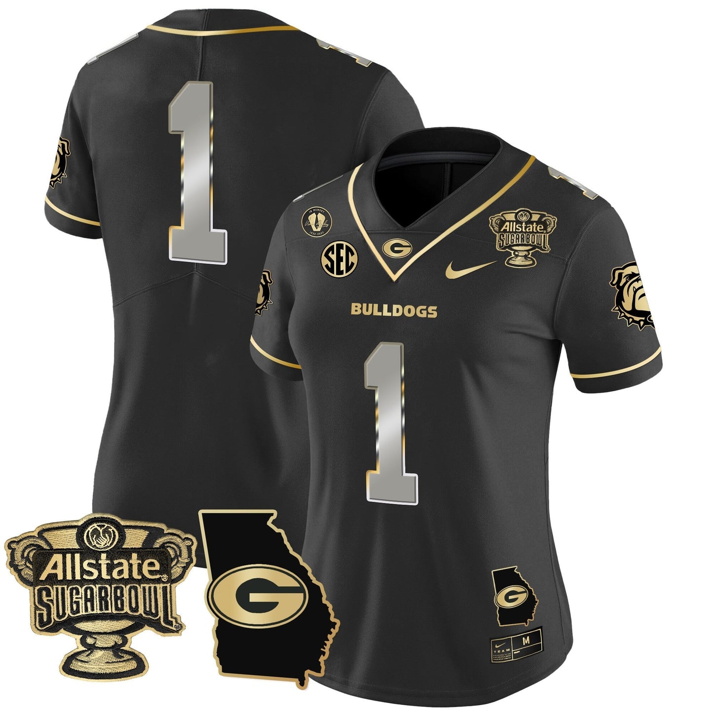 Women's UGA 2025 Sugar Bowl & Georgia Map Patch Vapor Limited Jersey - All Stitched