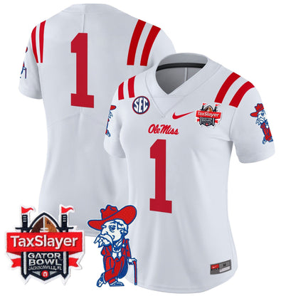 Women's Ole Miss Rebels 2025 Gator Bowl Patch Vapor Limited Jersey - All Stitched