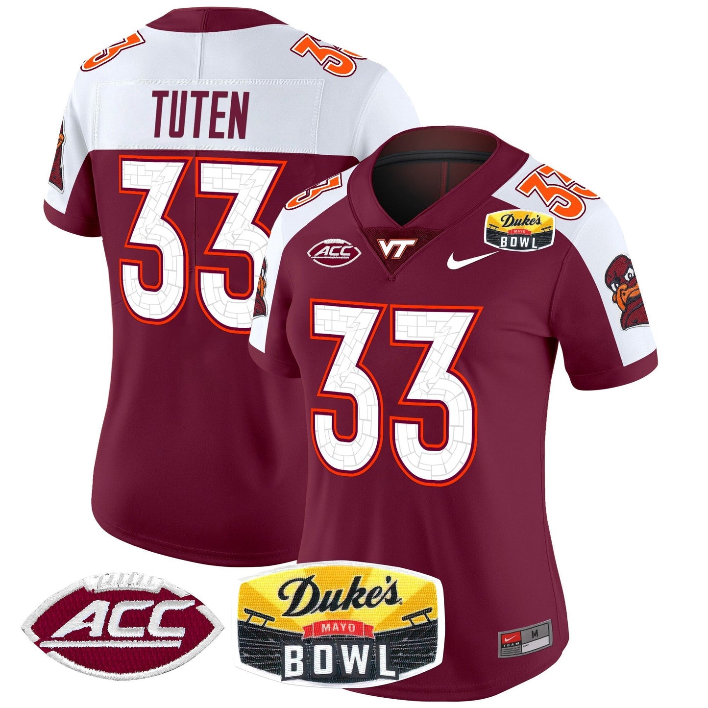 Women's Virginia Tech Hokies 2025 Duke's Mayo Bowl Patch Vapor Limited Jersey - All Stitched