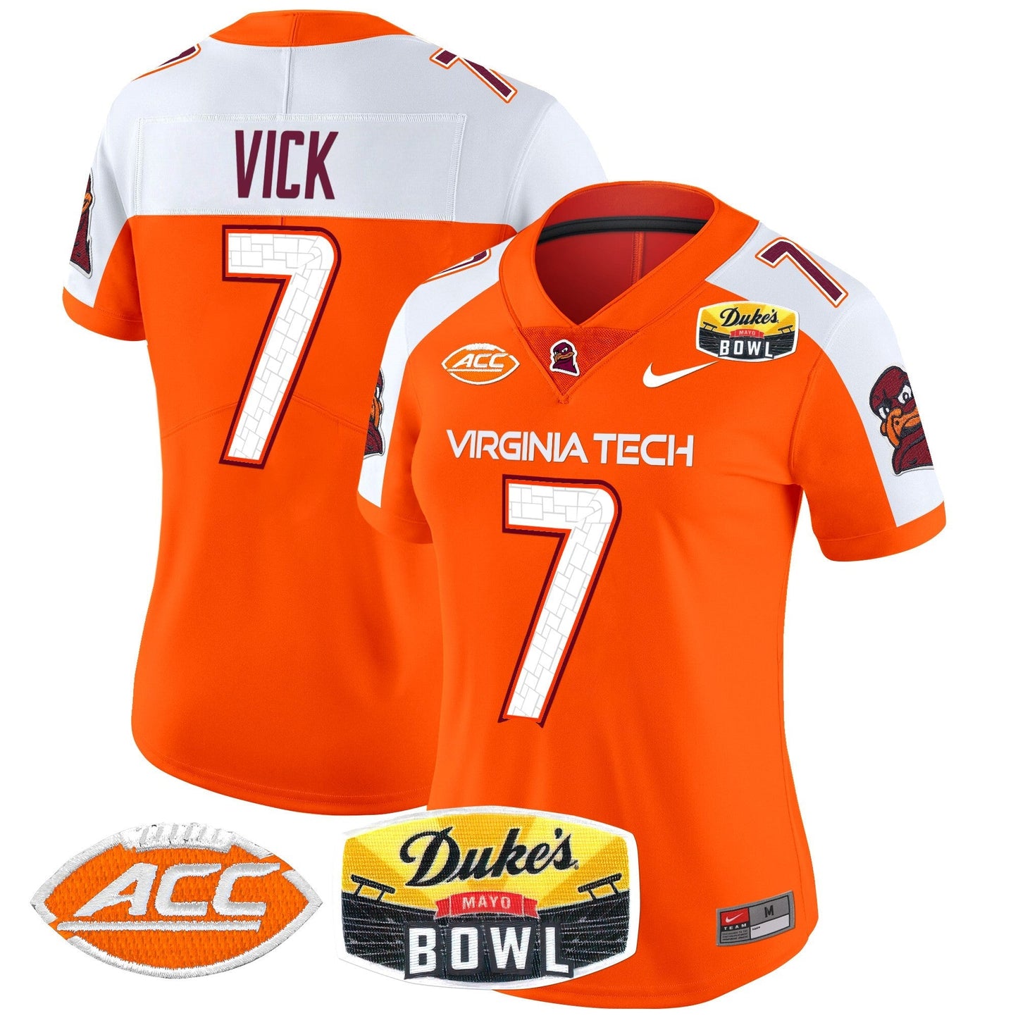 Women's Virginia Tech Hokies 2025 Duke's Mayo Bowl Patch Vapor Limited Jersey - All Stitched