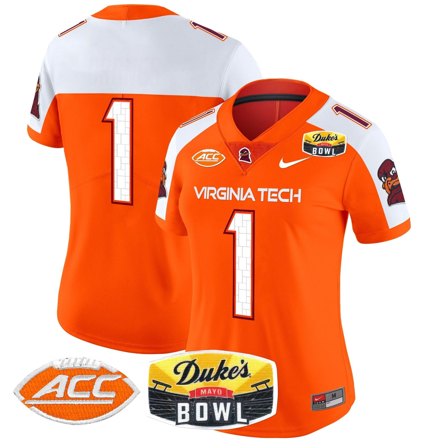 Women's Virginia Tech Hokies 2025 Duke's Mayo Bowl Patch Vapor Limited Jersey - All Stitched
