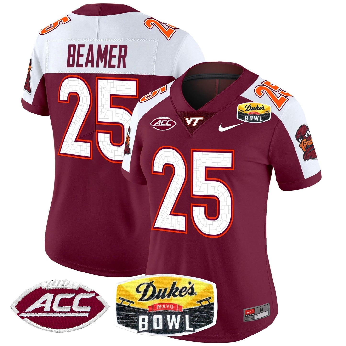 Women's Virginia Tech Hokies 2025 Duke's Mayo Bowl Patch Vapor Limited Jersey - All Stitched