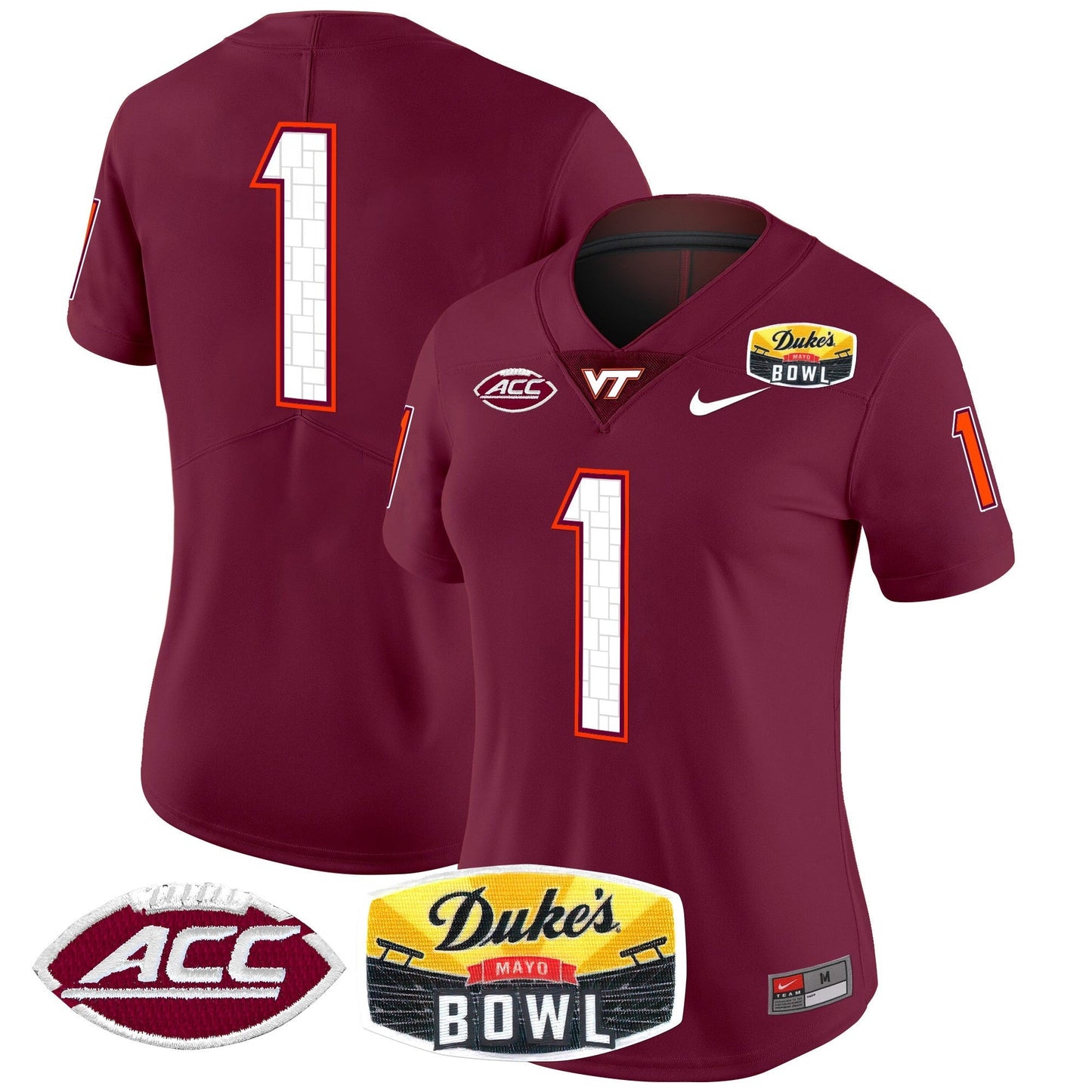 Women's Virginia Tech Hokies 2025 Duke's Mayo Bowl Patch Vapor Limited Jersey - All Stitched
