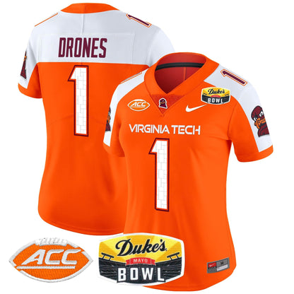 Women's Virginia Tech Hokies 2025 Duke's Mayo Bowl Patch Vapor Limited Jersey - All Stitched