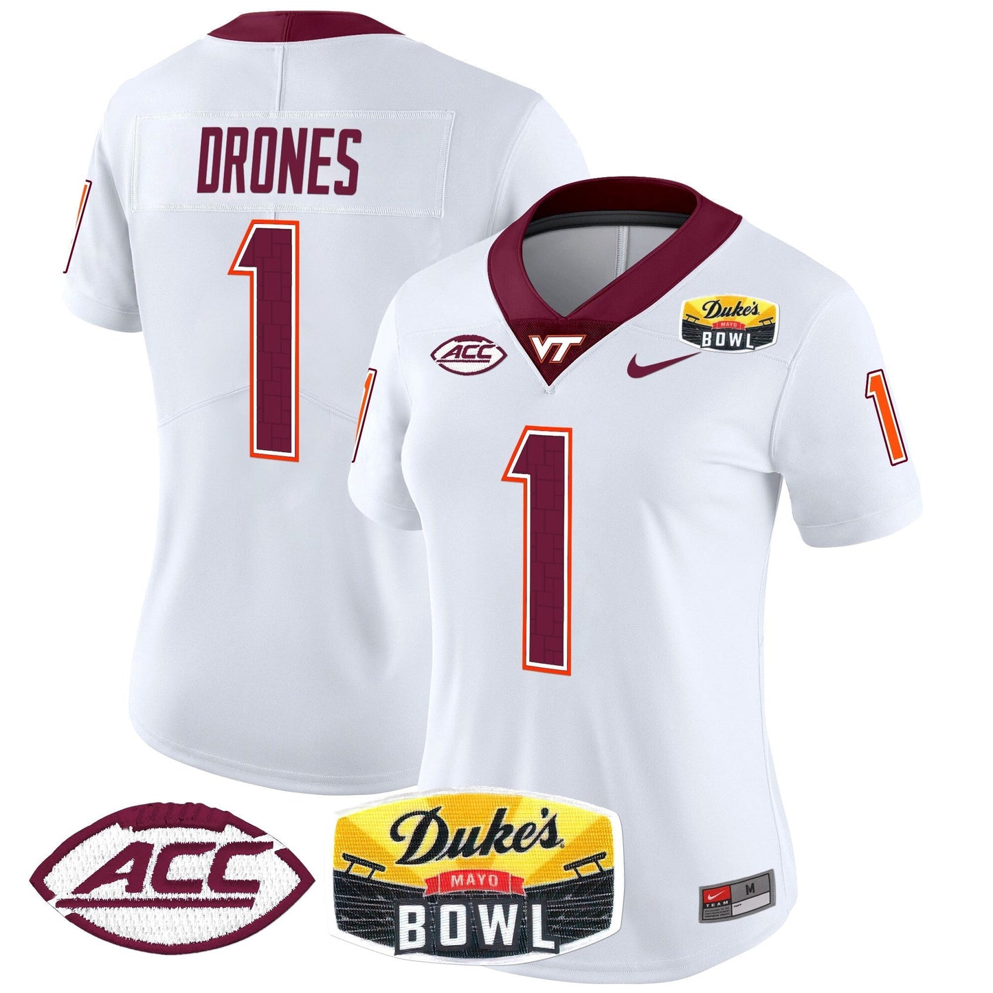 Women's Virginia Tech Hokies 2025 Duke's Mayo Bowl Patch Vapor Limited Jersey - All Stitched