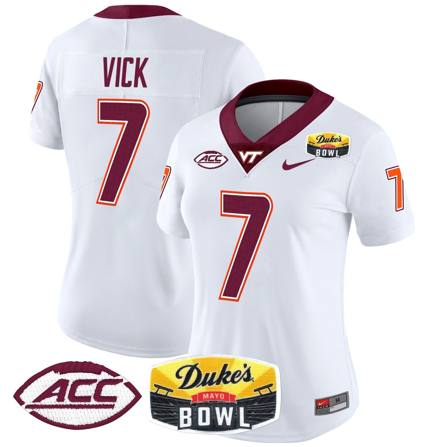 Women's Virginia Tech Hokies 2025 Duke's Mayo Bowl Patch Vapor Limited Jersey - All Stitched
