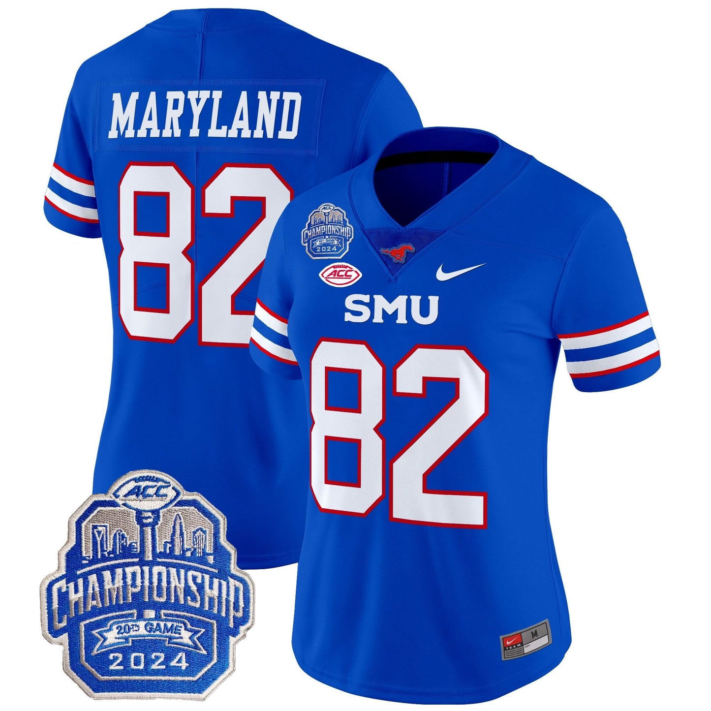 Women's SMU Mustangs 2024 ACC Championship Patch Vapor Limited Jersey - All Stitched