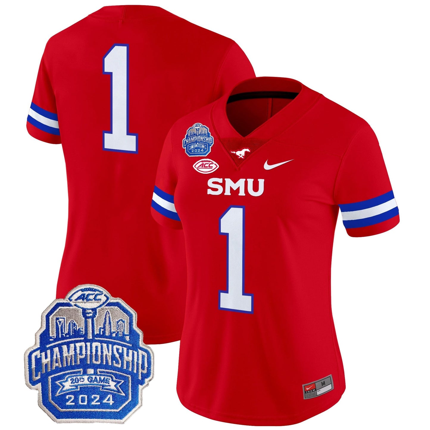 Women's SMU Mustangs 2024 ACC Championship Patch Vapor Limited Jersey - All Stitched