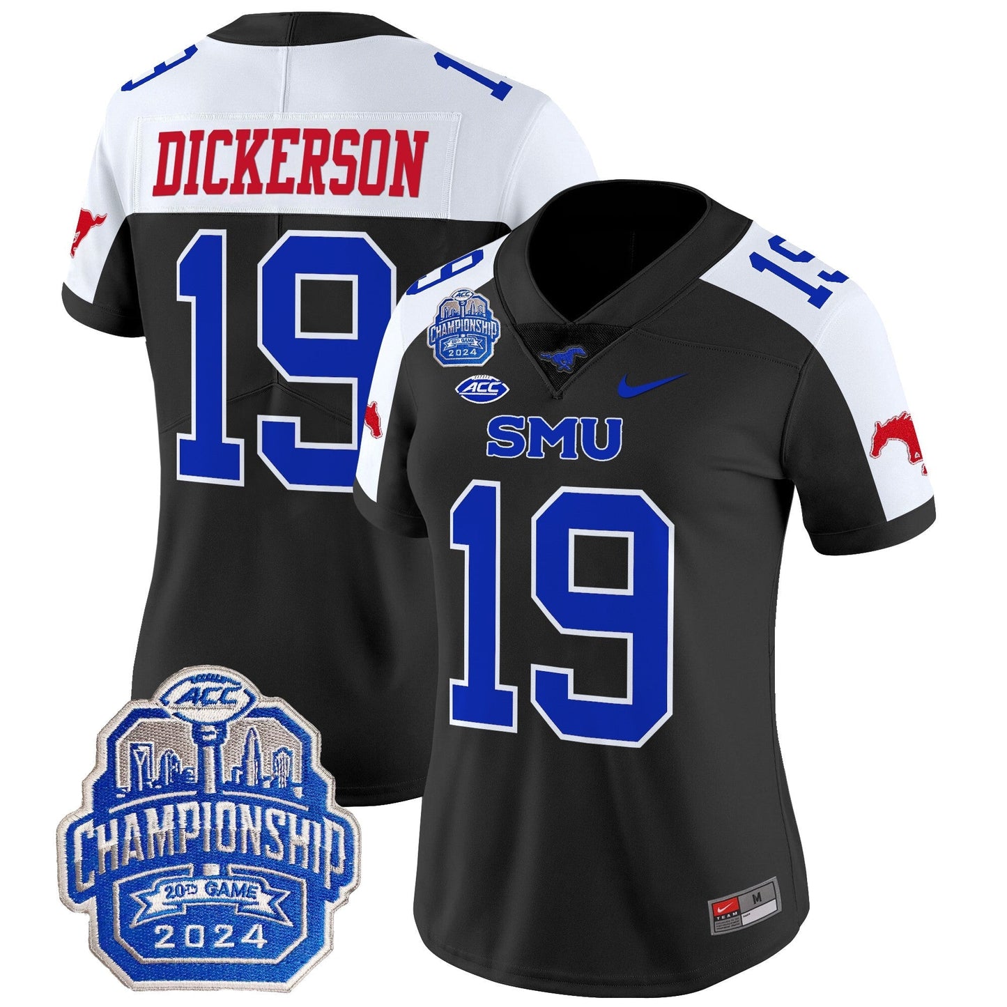 Women's SMU Mustangs 2024 ACC Championship Patch Vapor Limited Jersey - All Stitched