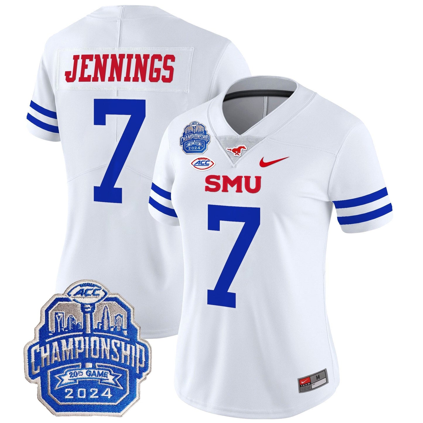 Women's SMU Mustangs 2024 ACC Championship Patch Vapor Limited Jersey - All Stitched
