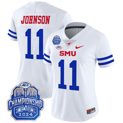Women's SMU Mustangs 2024 ACC Championship Patch Vapor Limited Jersey - All Stitched