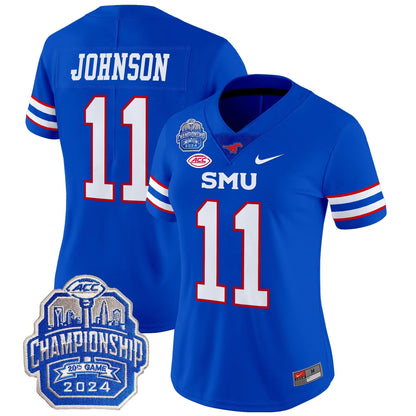 Women's SMU Mustangs 2024 ACC Championship Patch Vapor Limited Jersey - All Stitched