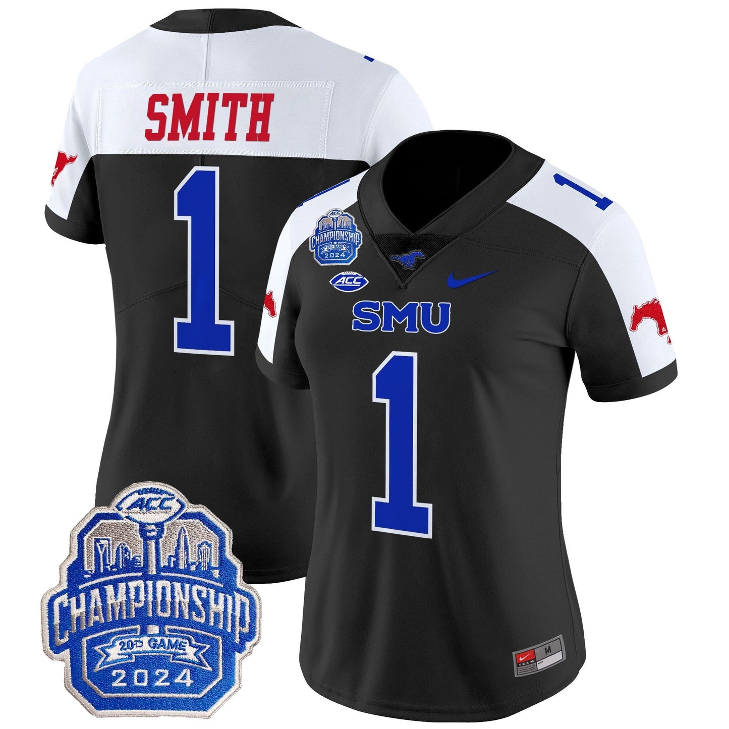 Women's SMU Mustangs 2024 ACC Championship Patch Vapor Limited Jersey - All Stitched