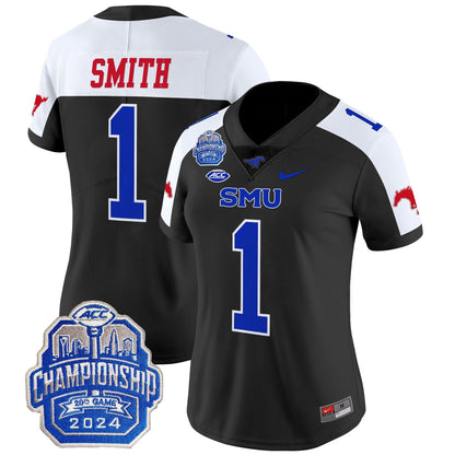 Women's SMU Mustangs 2024 ACC Championship Patch Vapor Limited Jersey - All Stitched