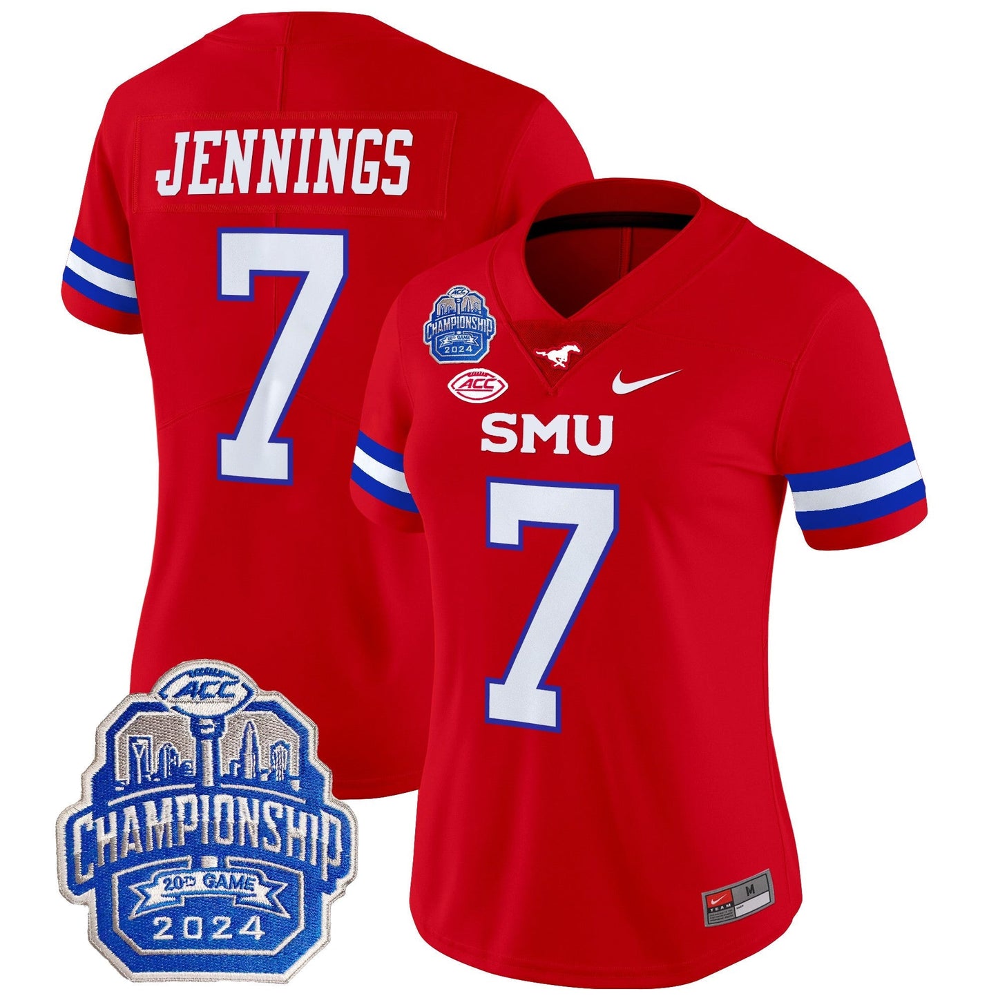 Women's SMU Mustangs 2024 ACC Championship Patch Vapor Limited Jersey - All Stitched