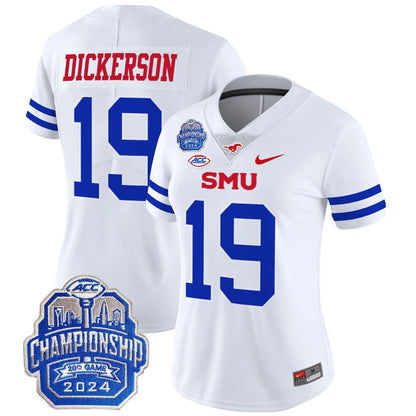 Women's SMU Mustangs 2024 ACC Championship Patch Vapor Limited Jersey - All Stitched