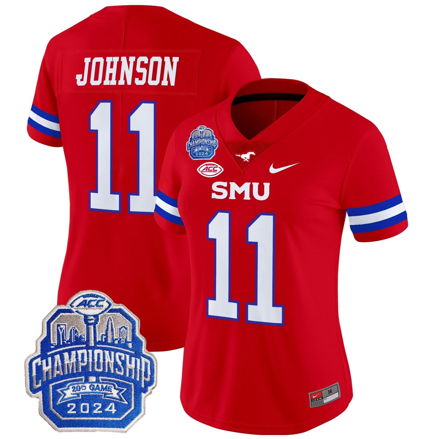 Women's SMU Mustangs 2024 ACC Championship Patch Vapor Limited Jersey - All Stitched