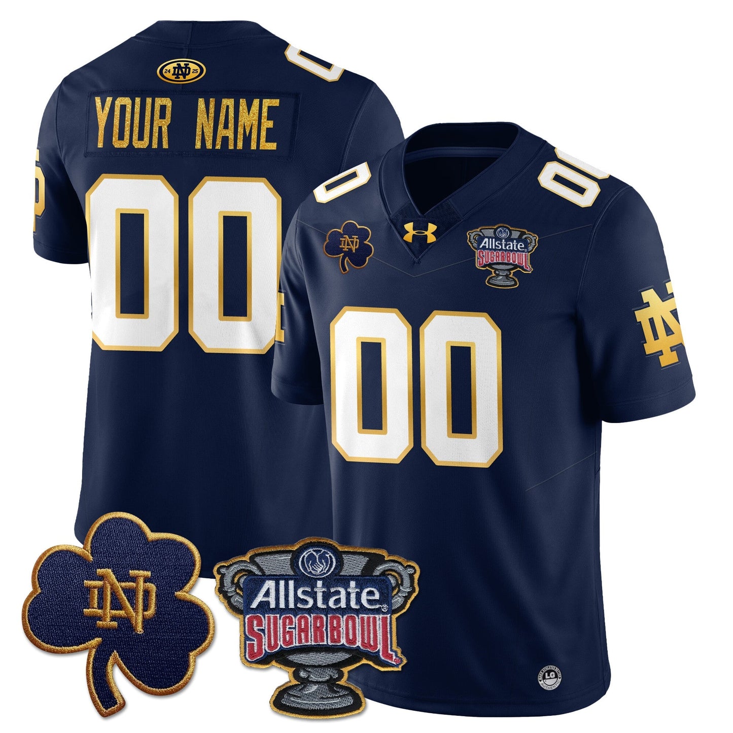 Custom ND Allstate Sugar Bowl Jersey - All Stitched