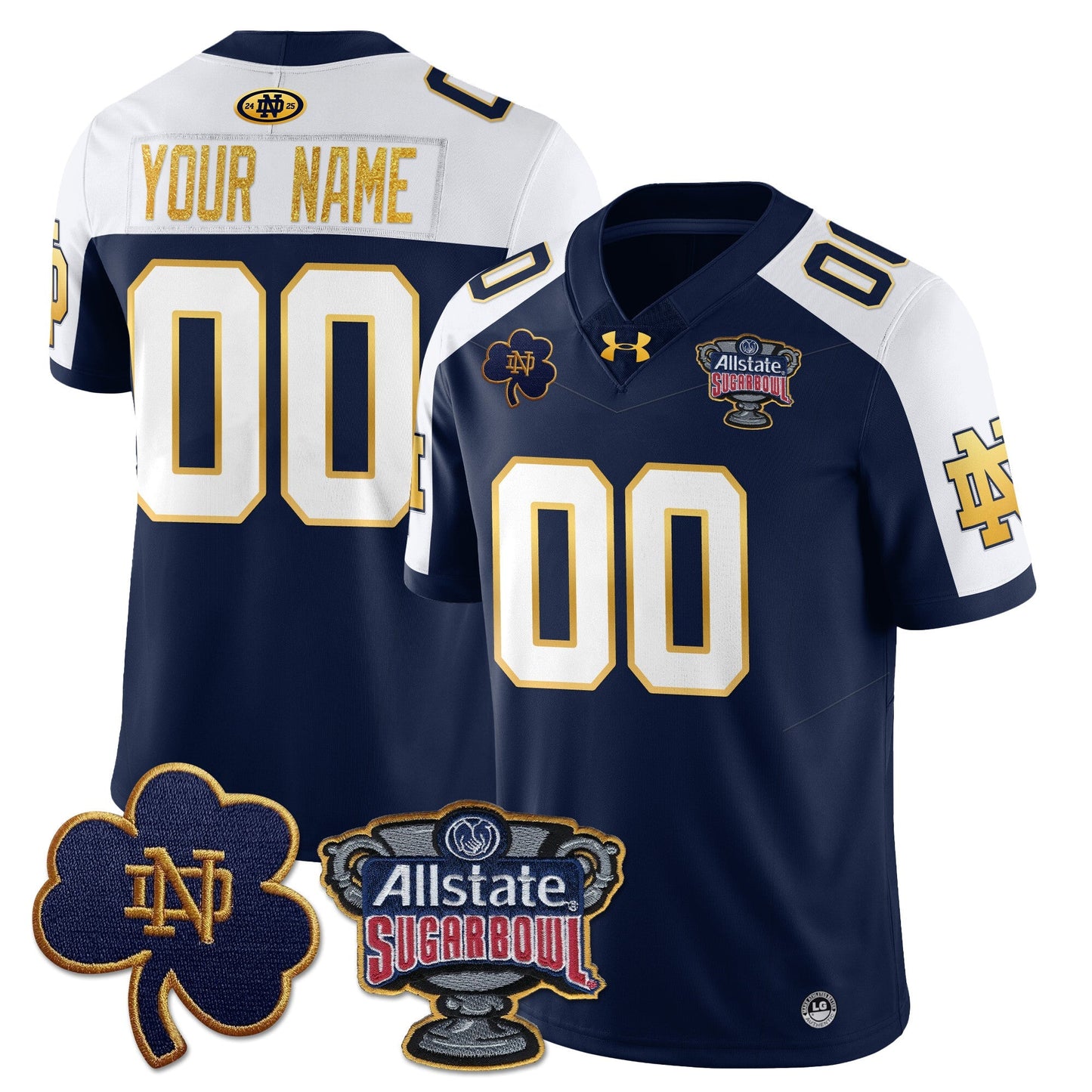 Custom ND Allstate Sugar Bowl Jersey - All Stitched