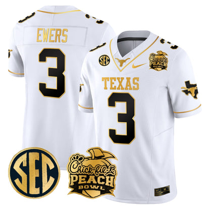 TEX Peach Bowl Patch Gold Vapor Limited Jersey - All Stitched