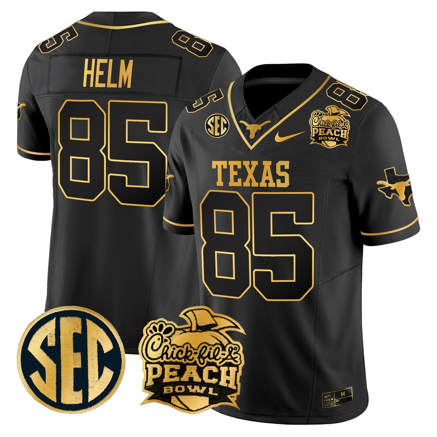 TEX Peach Bowl Patch Gold Vapor Limited Jersey - All Stitched