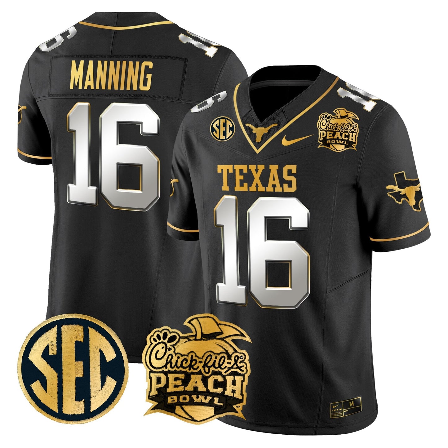 TEX Peach Bowl Patch Gold Vapor Limited Jersey - All Stitched