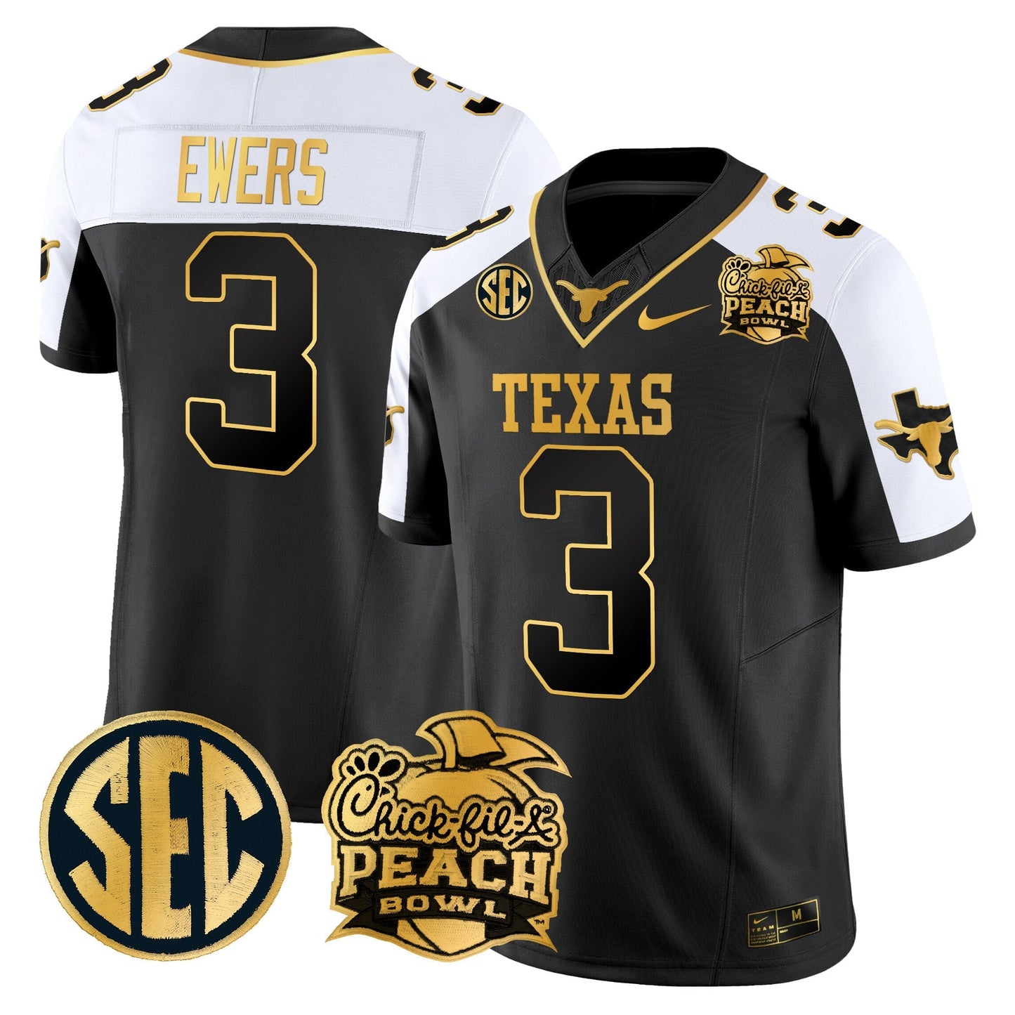 TEX Peach Bowl Patch Gold Vapor Limited Jersey - All Stitched