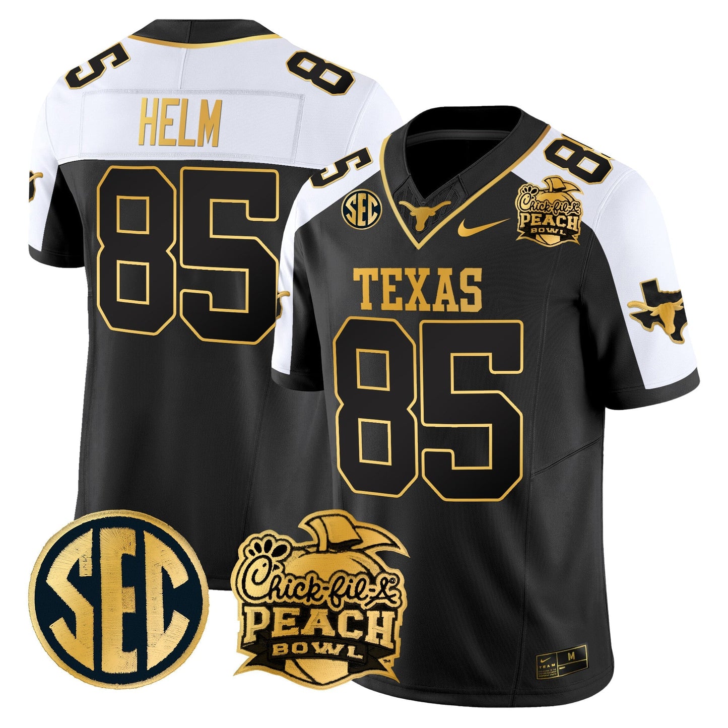 TEX Peach Bowl Patch Gold Vapor Limited Jersey - All Stitched