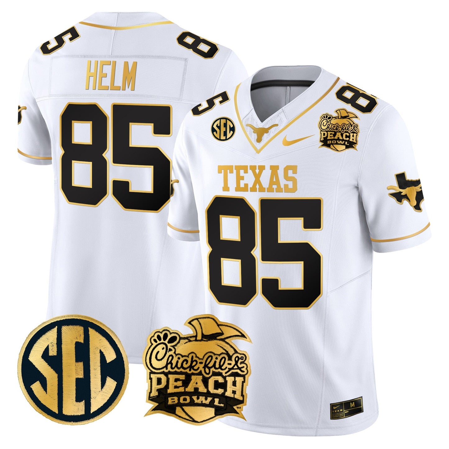 TEX Peach Bowl Patch Gold Vapor Limited Jersey - All Stitched