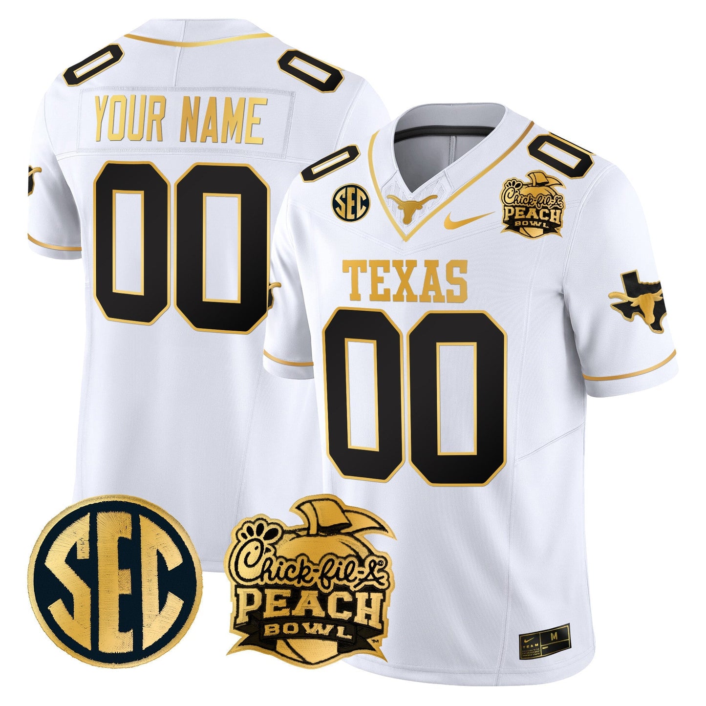 TEX Peach Bowl Patch Gold Vapor Limited Custom Jersey - All Stitched