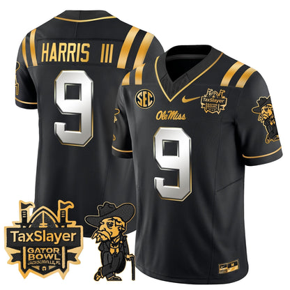 Ole Miss Rebels 2024 Gator Bowl Patch Gold Vapor Limited Jersey - All Stitched