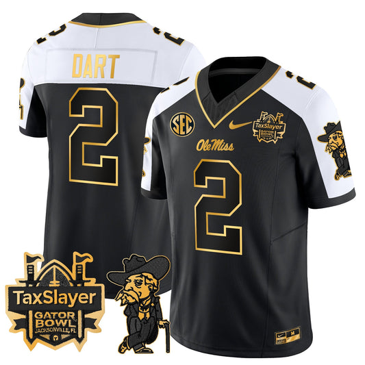 Ole Miss Rebels 2024 Gator Bowl Patch Gold Vapor Limited Jersey - Stitched