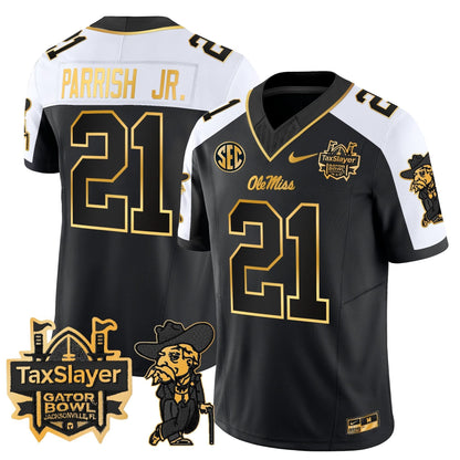 Ole Miss Rebels 2024 Gator Bowl Patch Gold Vapor Limited Jersey - All Stitched