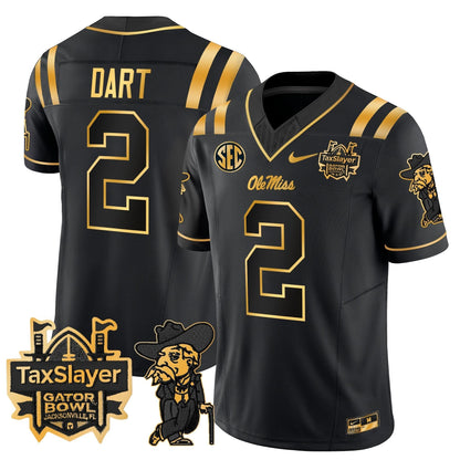 Ole Miss Rebels 2024 Gator Bowl Patch Gold Vapor Limited Jersey - All Stitched