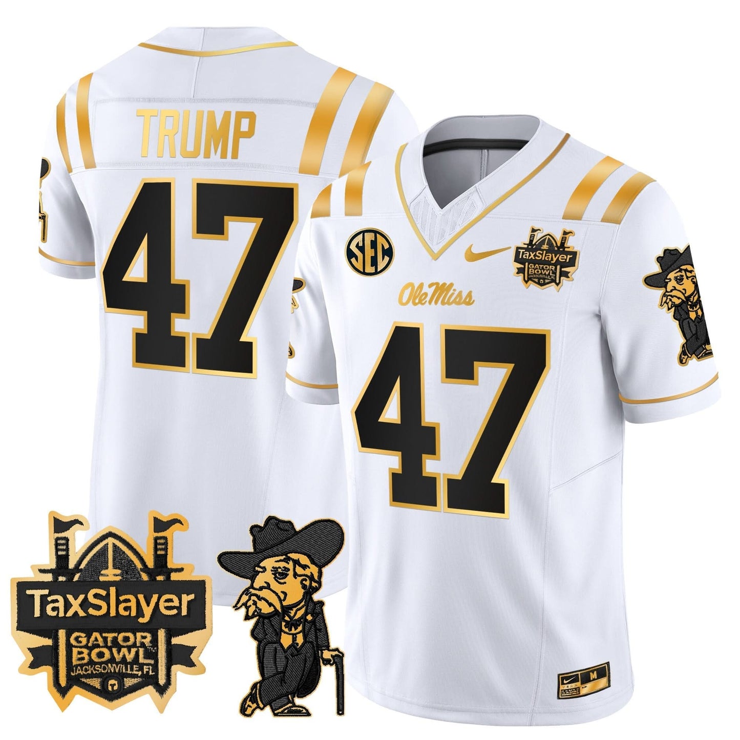 Ole Miss Rebels 2024 Gator Bowl Patch Gold Vapor Limited Jersey - All Stitched