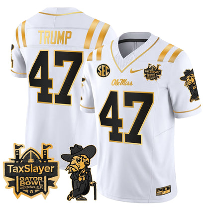 Ole Miss Rebels 2024 Gator Bowl Patch Gold Vapor Limited Jersey - All Stitched