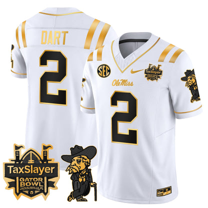 Ole Miss Rebels 2024 Gator Bowl Patch Gold Vapor Limited Jersey - All Stitched