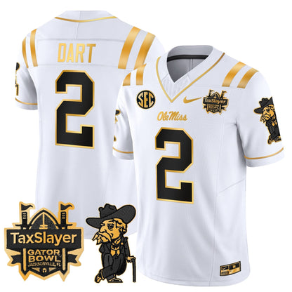 Ole Miss Rebels 2024 Gator Bowl Patch Gold Vapor Limited Jersey - All Stitched