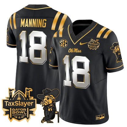 Ole Miss Rebels 2024 Gator Bowl Patch Gold Vapor Limited Jersey - All Stitched