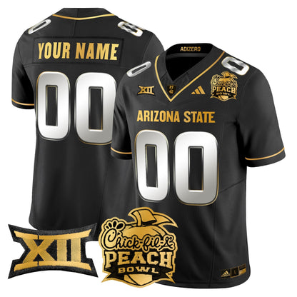 ASU 2025 Peach Bowl Gold Vapor Limited Custom Jersey V2 - All Stitched