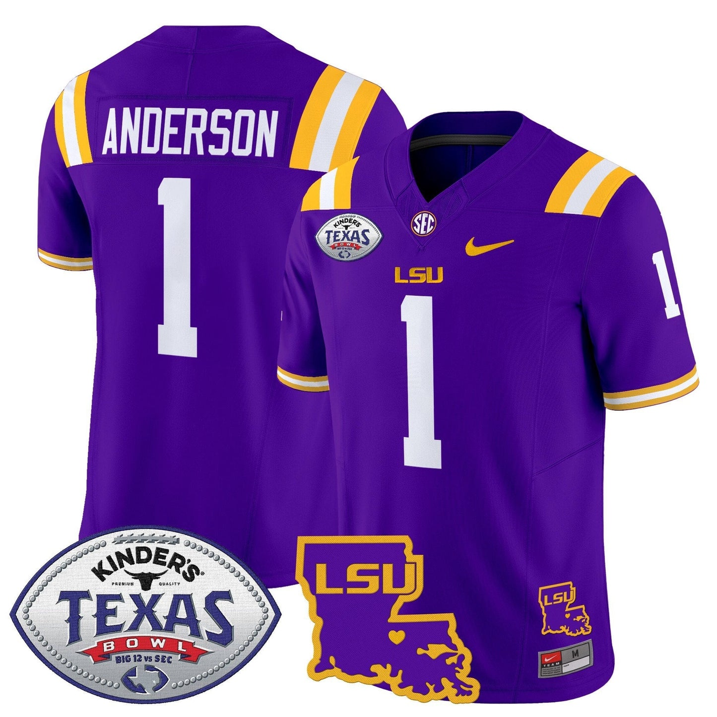 LSU 2024 Texas Bowl Patch Vapor Limited Jersey - All Stitched