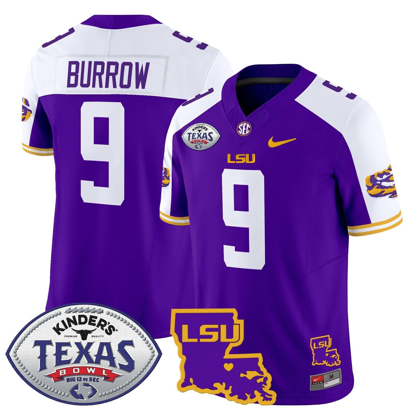 LSU 2024 Texas Bowl Patch Vapor Limited Jersey - All Stitched