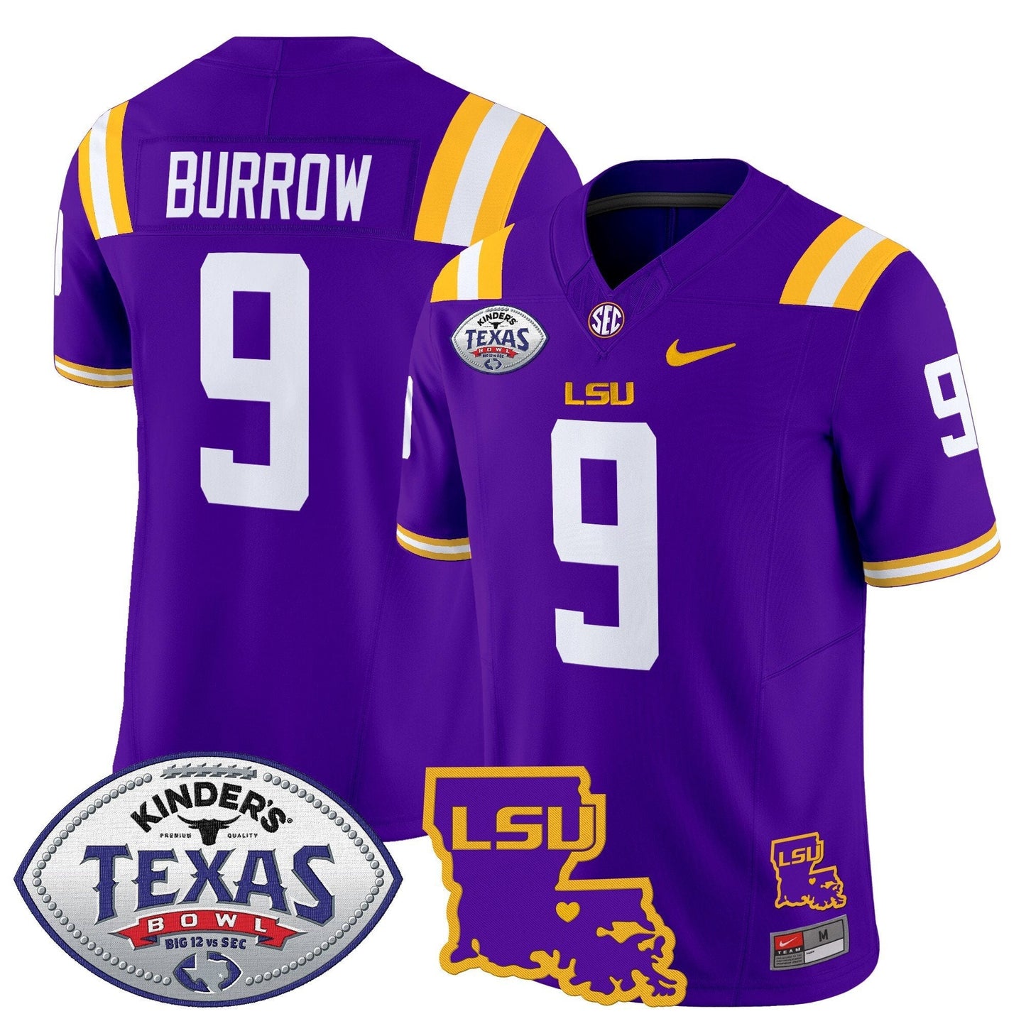 LSU 2024 Texas Bowl Patch Vapor Limited Jersey - All Stitched